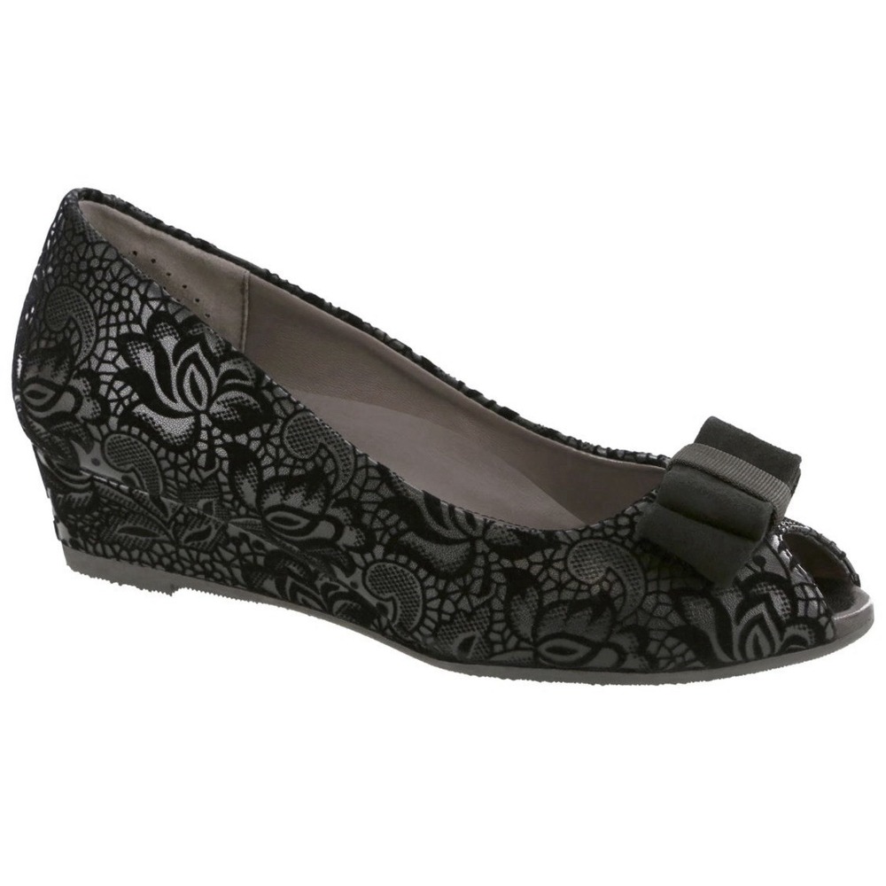 SAS‎ Ava peep-toe wedge pump with a flocked floral design Size 9.5  Burnt Velvet